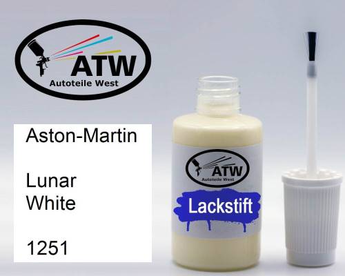 Aston-Martin, Lunar White, 1251: 20ml Lackstift, von ATW Autoteile West.